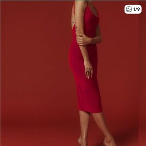 Reformation Red Velvet Merel Midi Dress